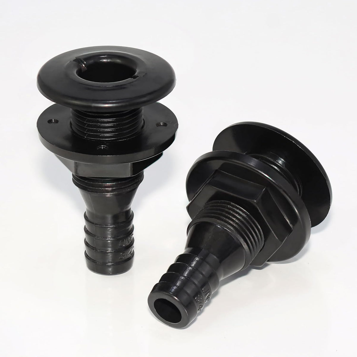 2Pcs Thru Hull Fitting(3/4"), Marine Through Hull Connector Fitting for Boats, Black