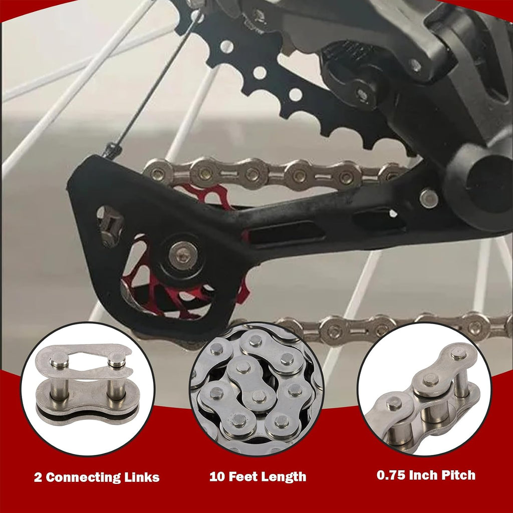 findmall #60SS Roller Chain Stainless Steel 10 Ft with 2 Connecting Links