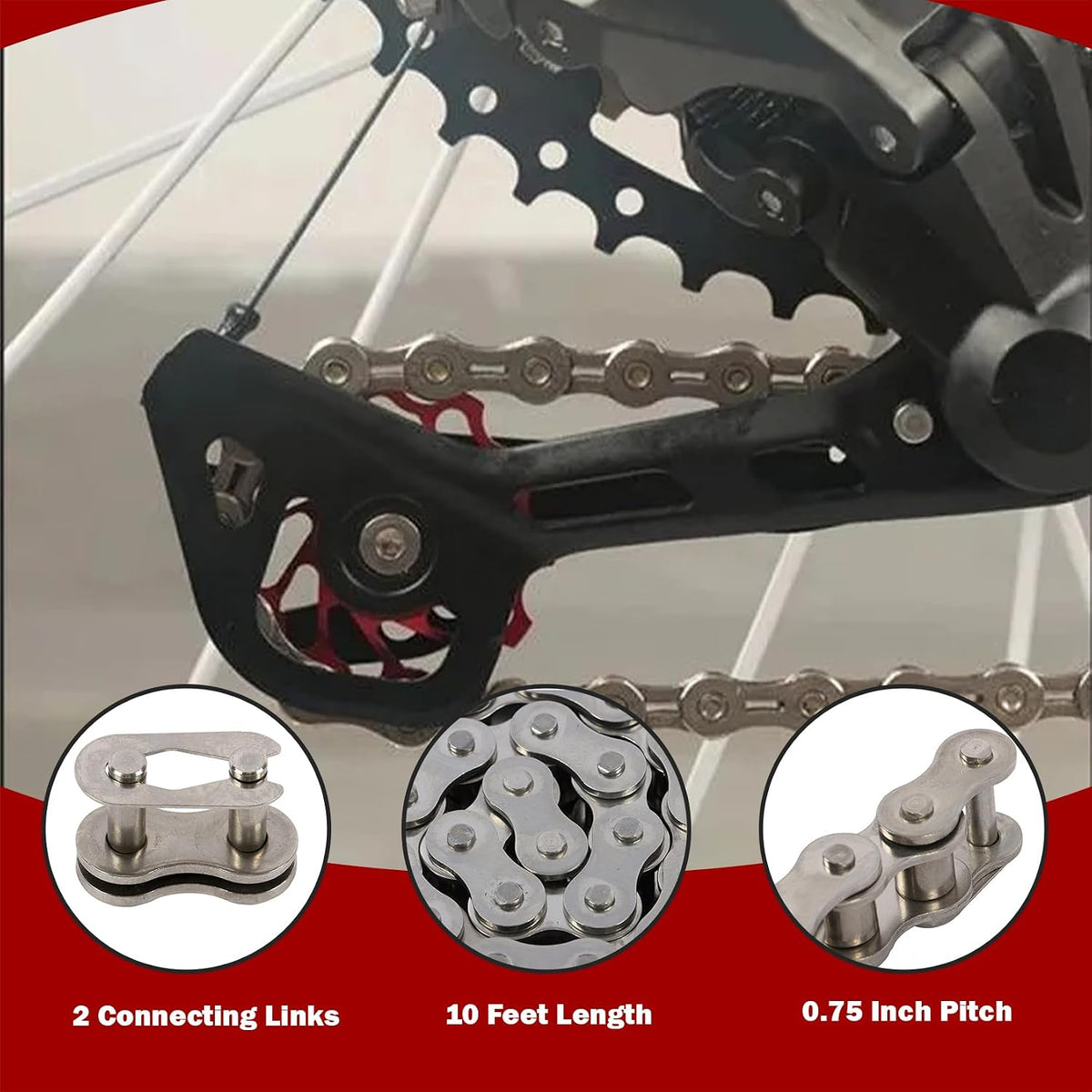 findmall #60SS Roller Chain Stainless Steel 10 Ft with 2 Connecting Links