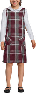 Girls Plaid Button Shoulder Patch Pocket Jumper 16 Burgundy/Gray Plaid