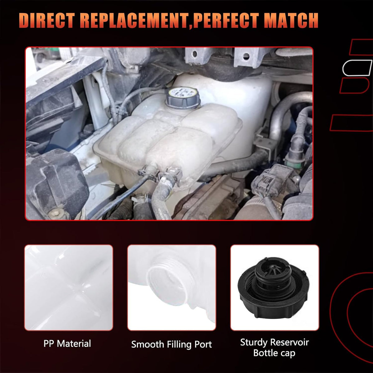 Radiator Expansion Tank, Coolant Overflow Bottle, Recovery Tank Direct Fit