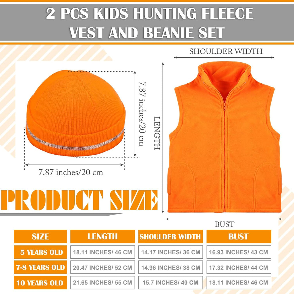 2 Pcs Orange Hunting Vest Beanie Reflective
