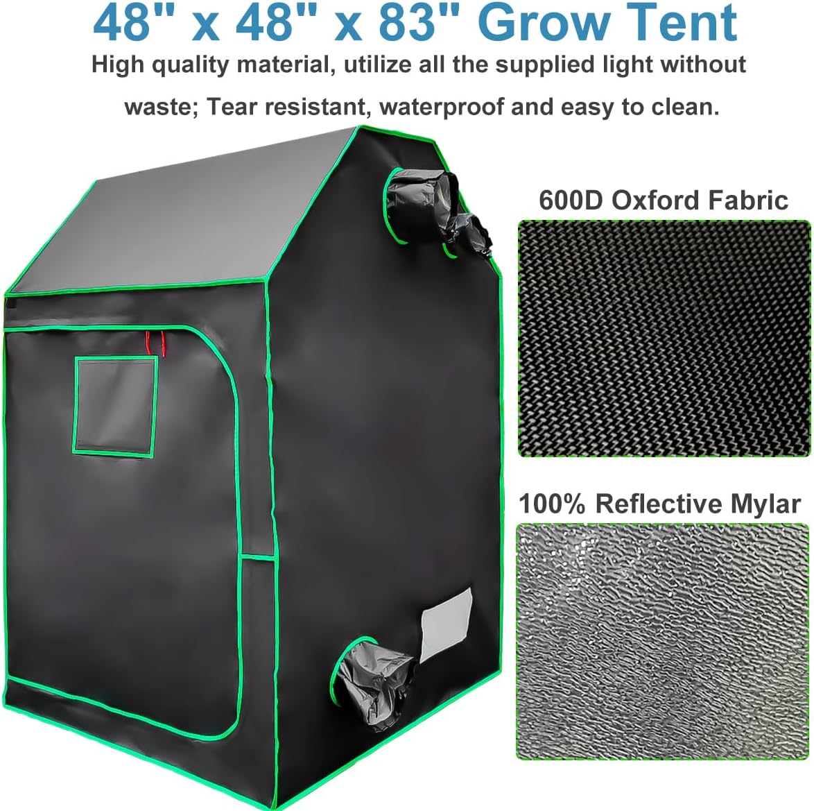 Grow Tent Kit,Complete 4x4ft High Reflective Mylar Indoor Grow Tent Hydroponics Indoor Plant Growing Tent Room Full