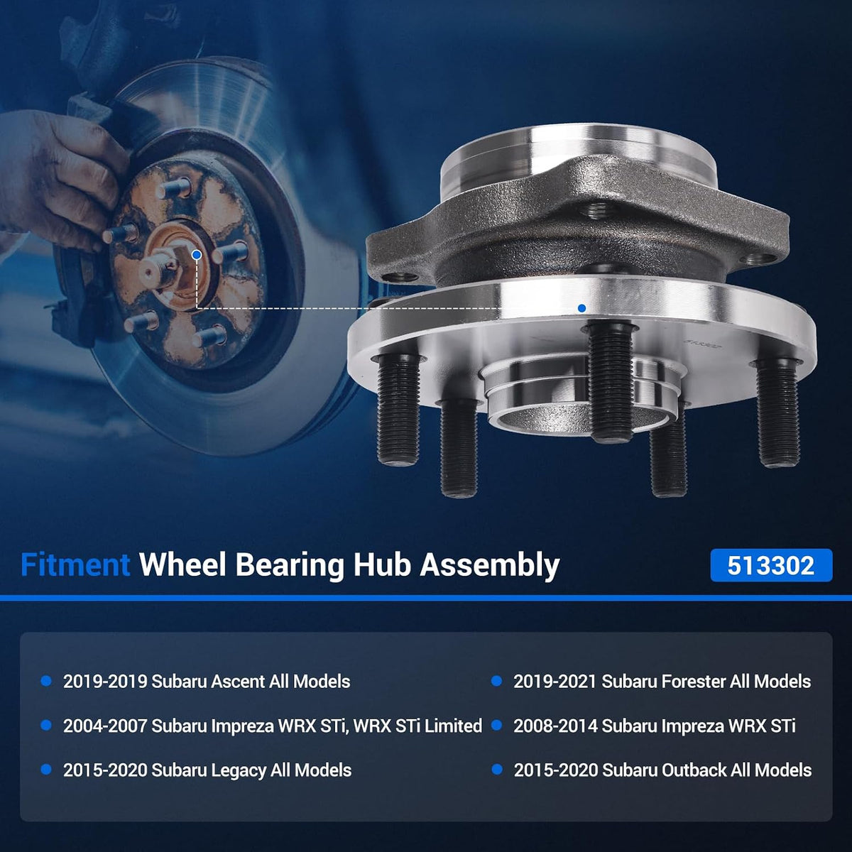 Autoround 513302 Front Wheel Hub Assembly Fit for Subaru Outback 2015-2020