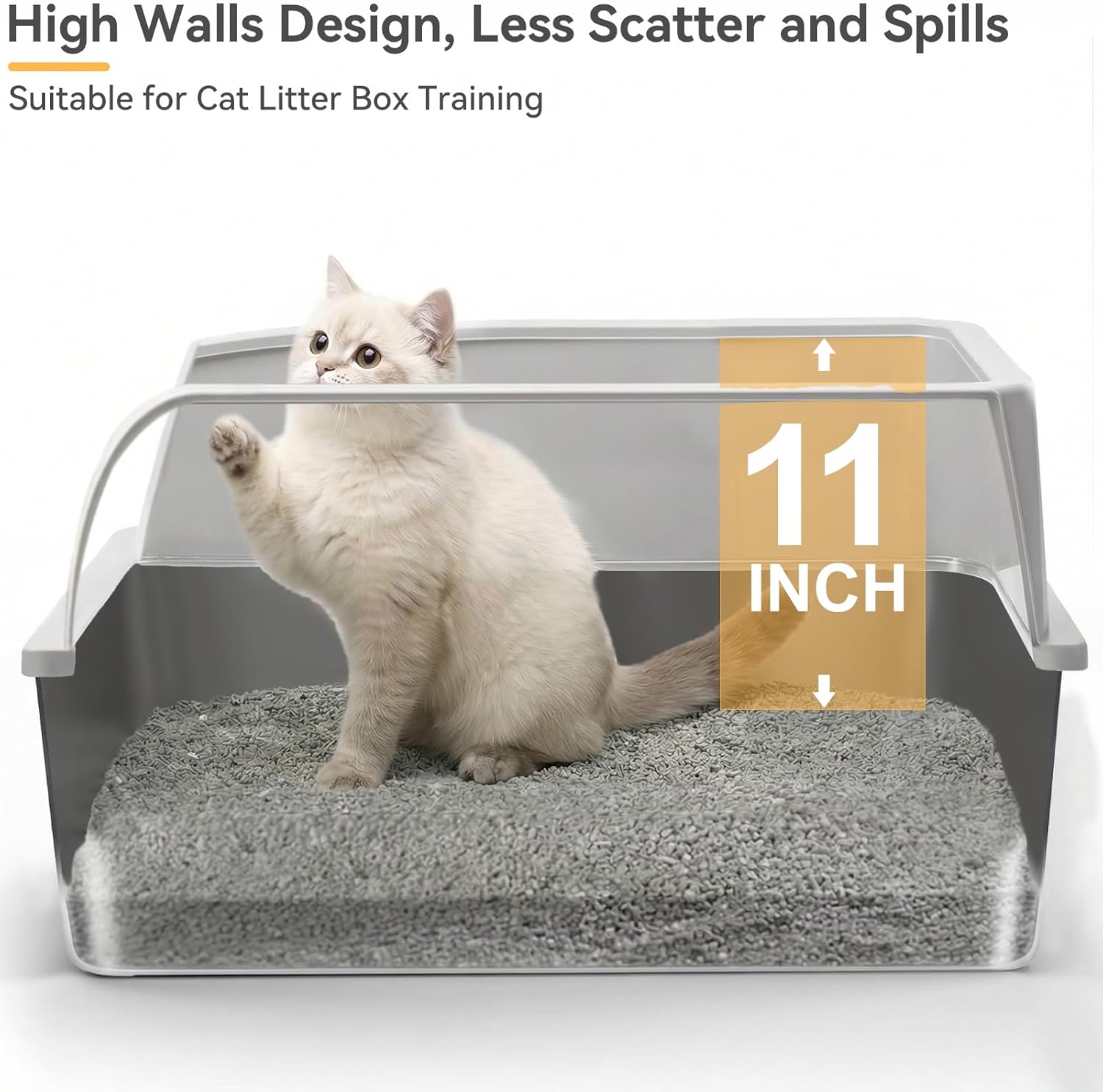 Stainless Steel Litter Box, XL High Sided Enclosed Cat Litter Boxes with Lid for Big Cats, Anti-Urine Leakage