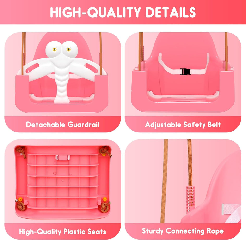 Toddler Swing, 3-in-1 Baby Swing Sets with Anti-Slip Base Feet & Safety Belt, Indoor/Outdoor Baby Seat with Metal