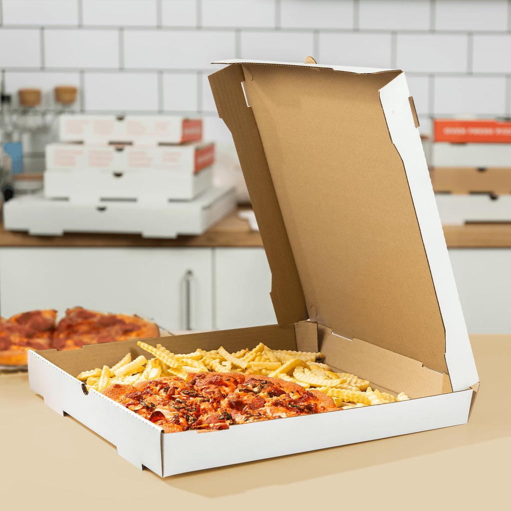 Pizza Boxes 16" x 16" [50 Pack] White Corrugated Boxes | Ventilated, Grease-Resistant, Durable for Pizza or Mailing Use