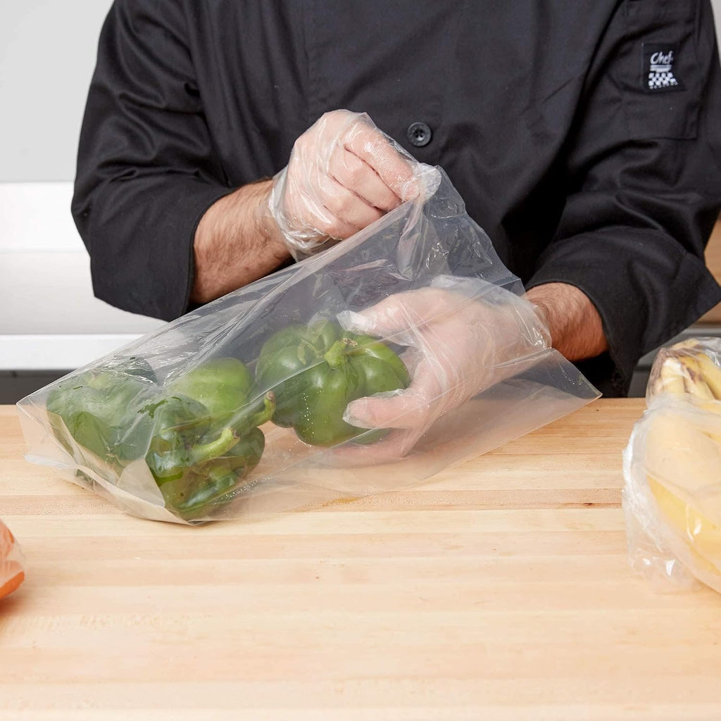 APQ Clear Gusseted Poly Bags, 10 x 8 x 24 Inch. Pack of 1000 Gusseted Plastic Bags 1 Mil Thick for Favors with Open