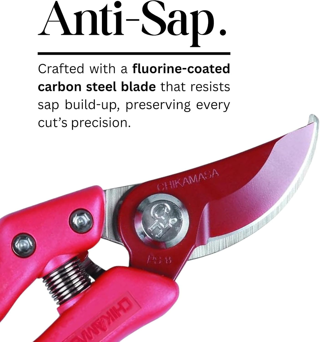 CHIKAMASA PS-8PLUS-R Professional pruning shears for horticulture and flowers with anti-rotation function for lock nut