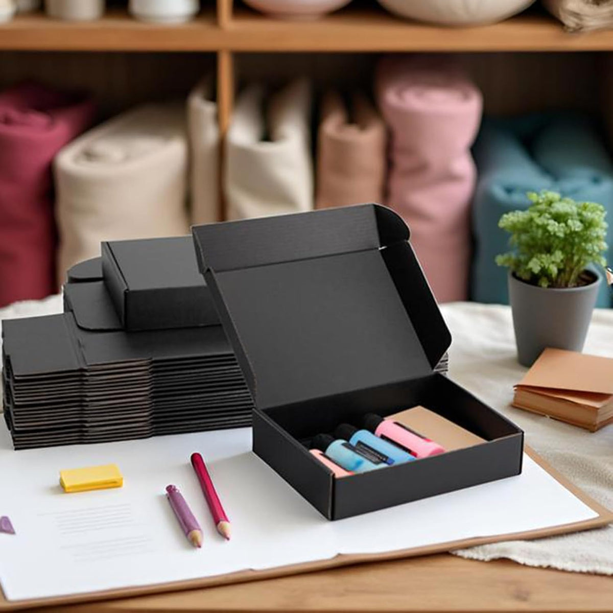 9x6x2 inch Black Shipping Boxes for Small Business- Set of 25