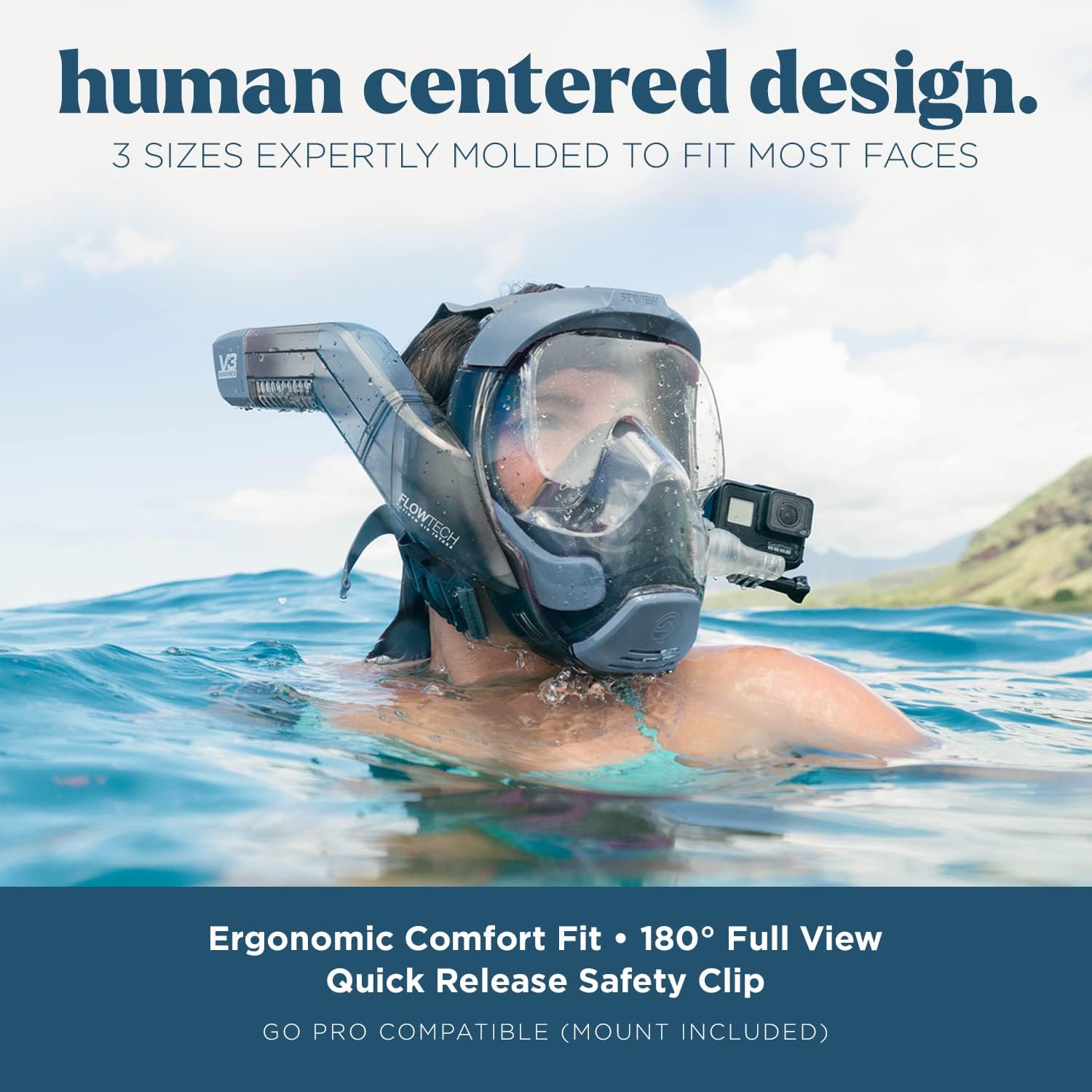 V3 Full Face Snorkel Mask Adult- The V3 is The Perfect Snorkeling Gear for Adults- Snorkel Mask with 180 Panoramic