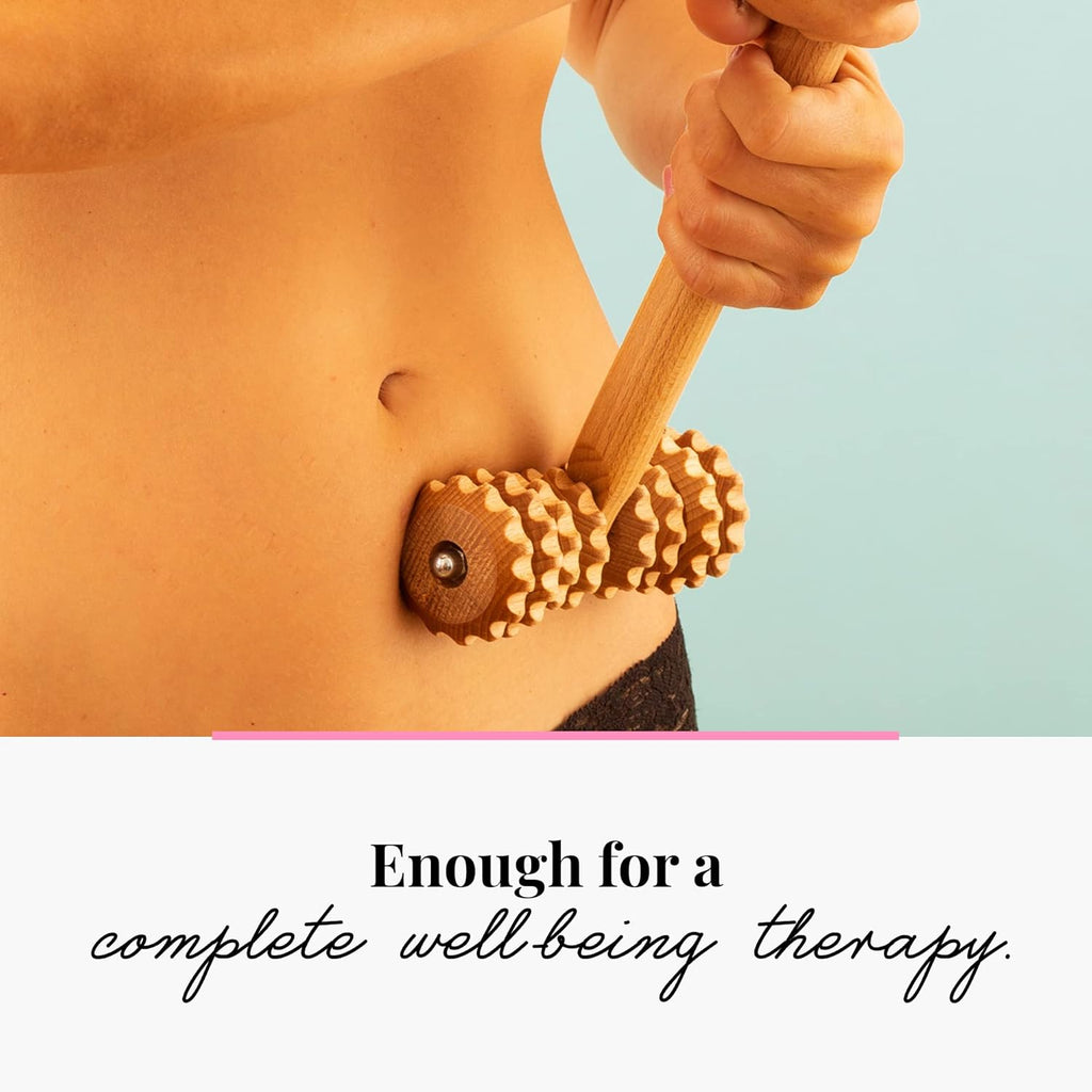 T-Shape Massager with Grooved Rollers, Multi-Functional Body Roller for Cellulite Reduction, Eases Muscle Tension and