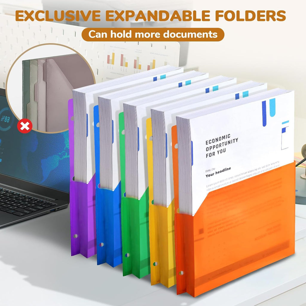 3 Ring Binder Clipboard with Storage, 5 Folders, Black | 3 ring clipboard portfolio combines five expandable folders