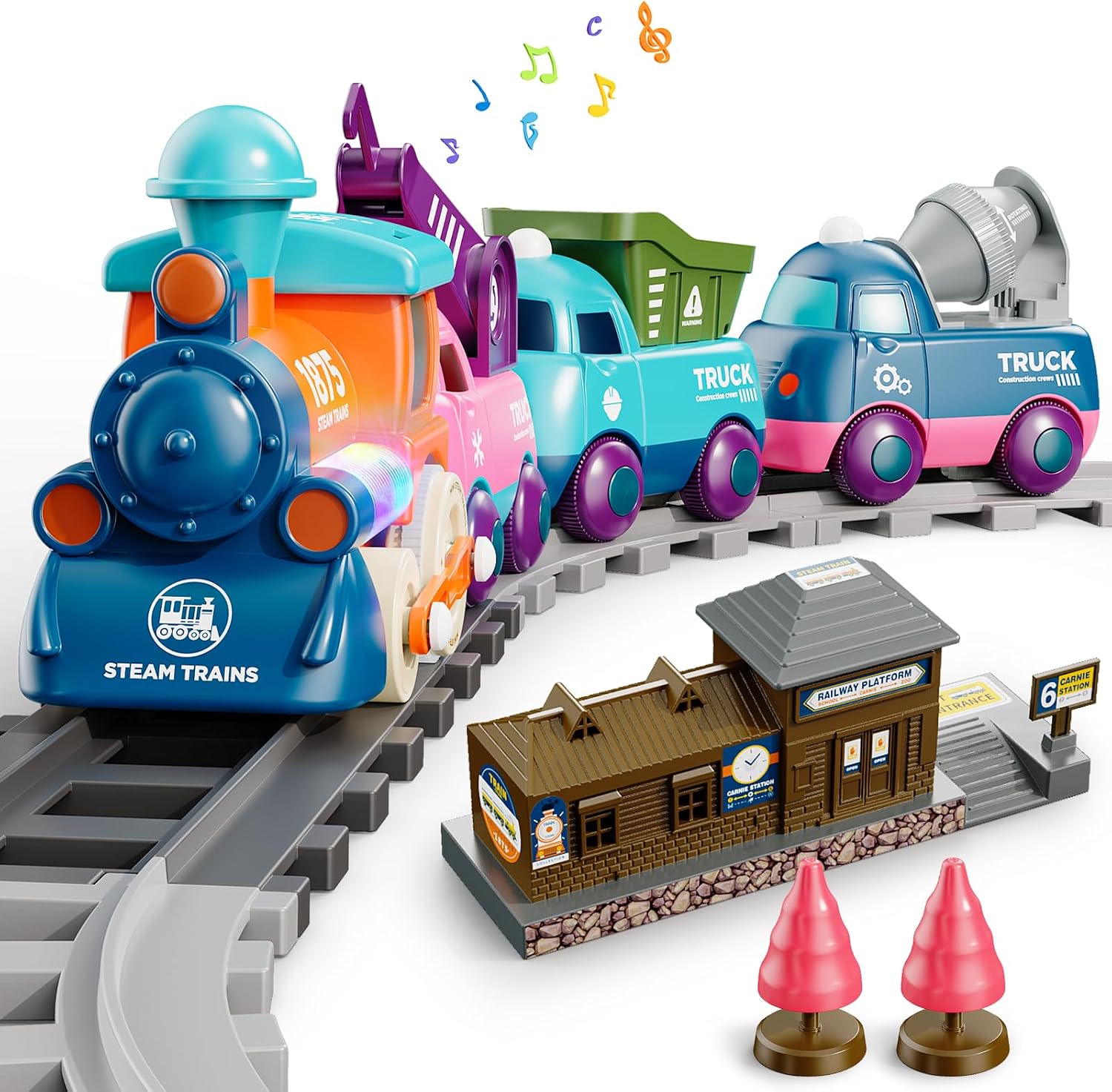 Electric Train Set for Toddler, Toy Train Set for Kids 3+ | 17-Pc Train Toy, with Train Tracks, Lights and Sound