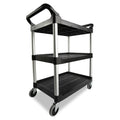 3-Shelf Service Push Cart, 200lb, Black