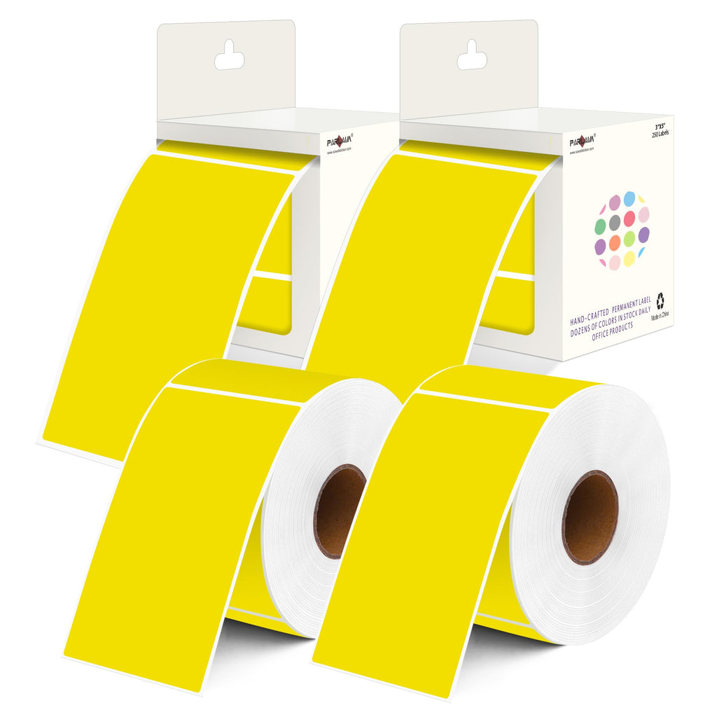 3x5 inch Rectangle Color Code Sticker, 1000PCS Permanent Yellow Large Label