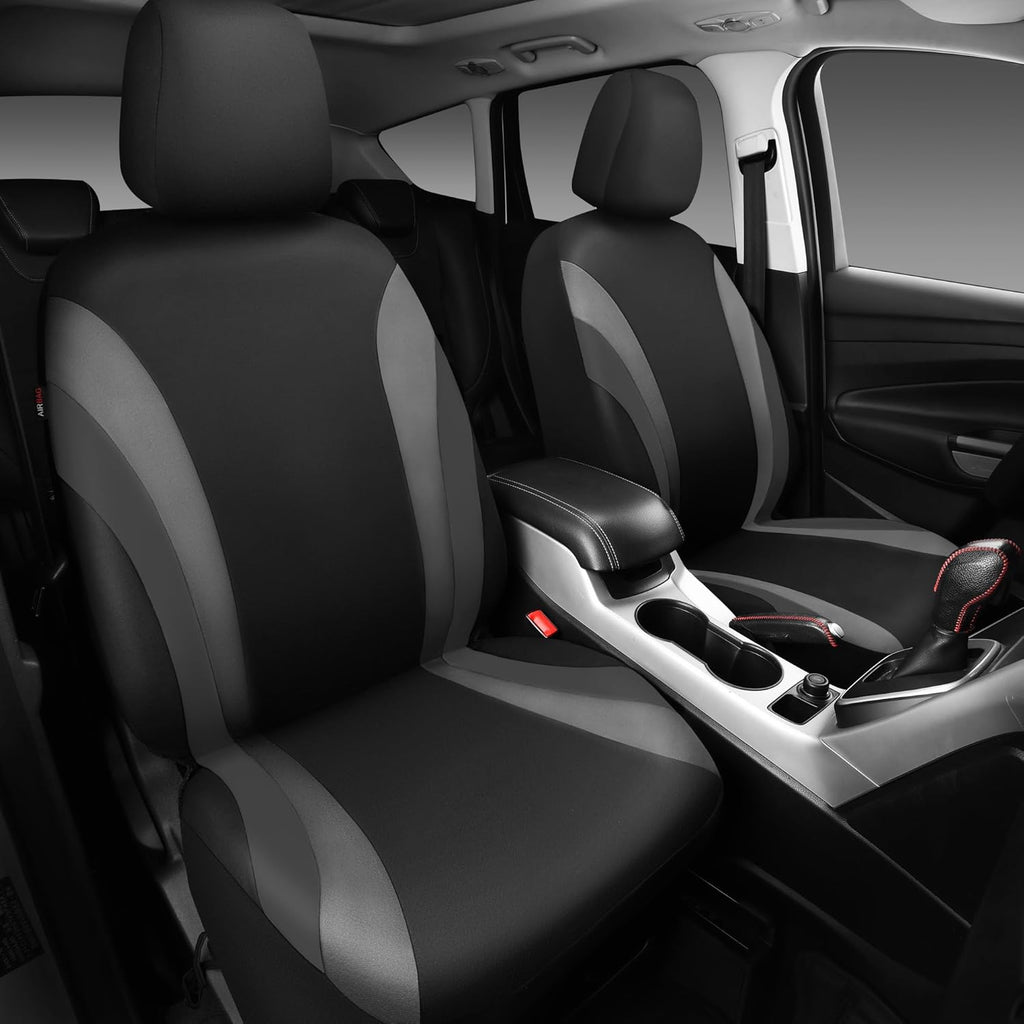 Line Rider Sporty Front Seat Covers,Gray Car Seat Covers Two Front Seats Only, Airbag Compatible,Universal Fit