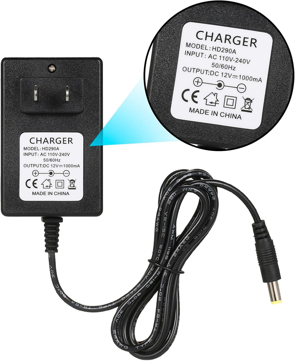 12V Kids Charger for Ride On Car, 12V Various Electric Ride-on Toys Car Battery Charger，12 V Universal Kids Riding