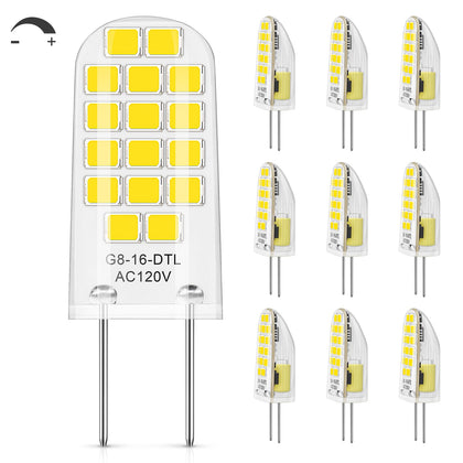 G8 LED Bulb Dimmable, 20W Equivalent, Daylight White 5000K, 10-Pack