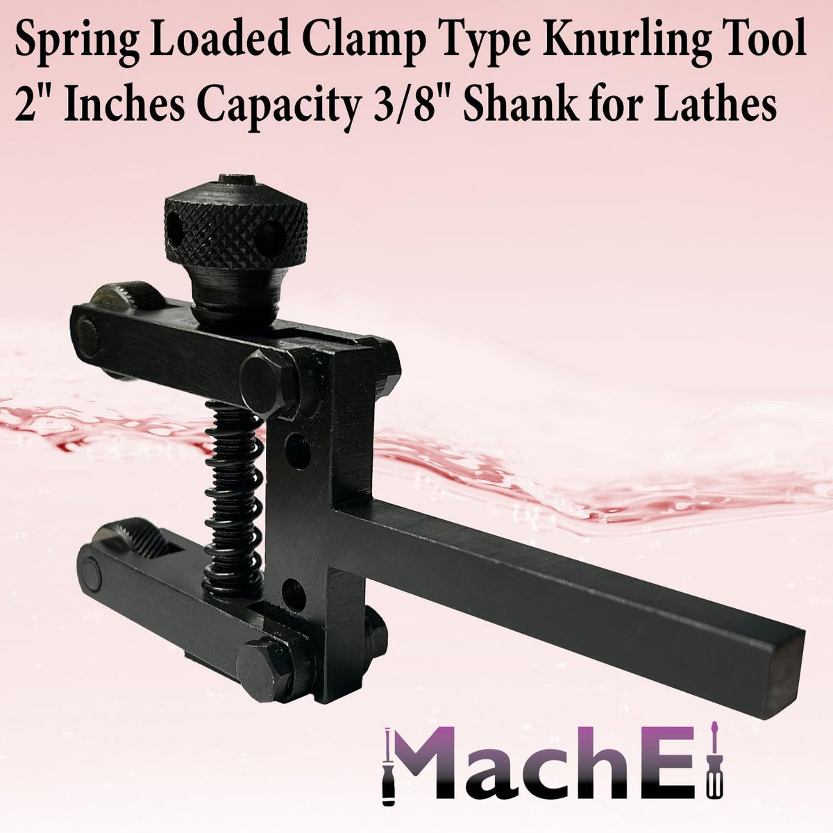 MachEI Spring-Loaded Clamp Type Knurling Tool with 2-Inch Capacity and 3/8" Shank for Lathes, ‎epoxy Black