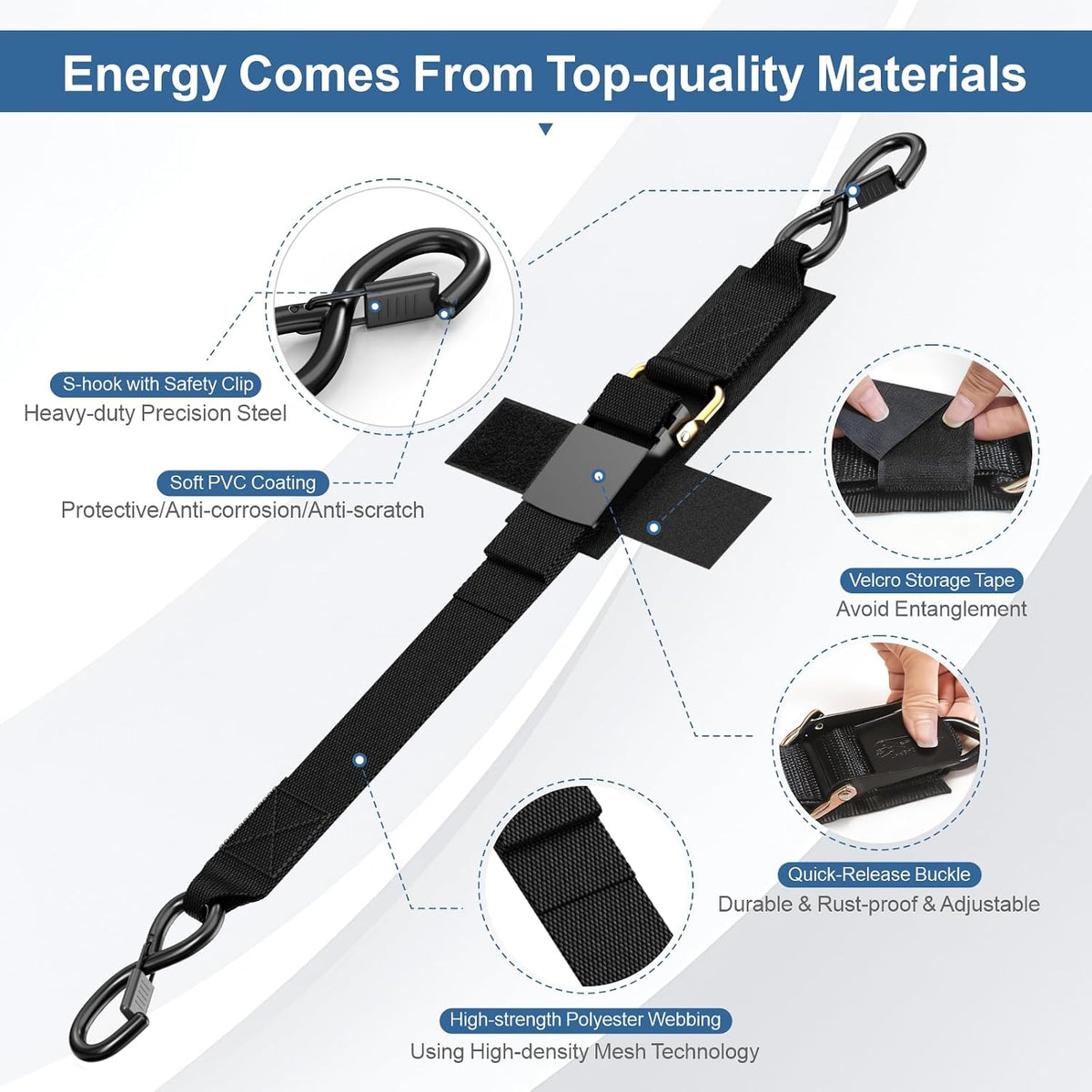 Heavy-Duty Boat Tie Down Straps to Trailer, Secure-Fit Boat Trailer Straps