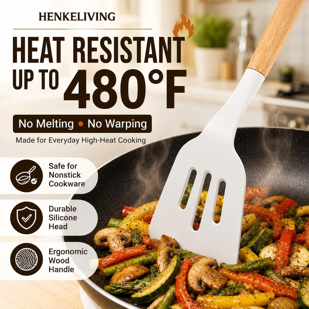 Silicone 10 Pcs Kitchen Cooking Utensils Set, Recycled Materials Certification, BPA Free Spatula Set with Heat