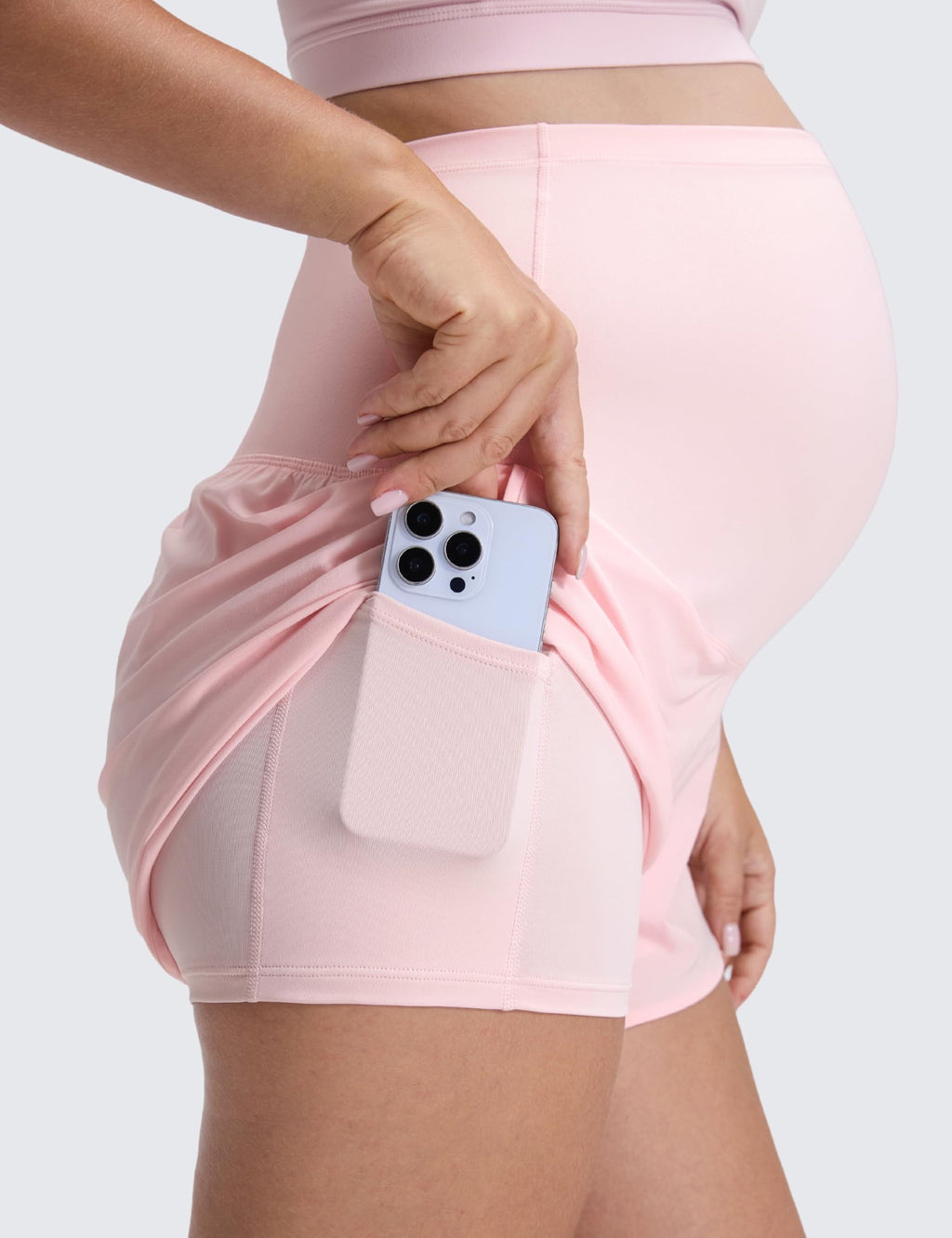 Maternity Dolphin Workout Shorts 3" Strawberry Pink Small