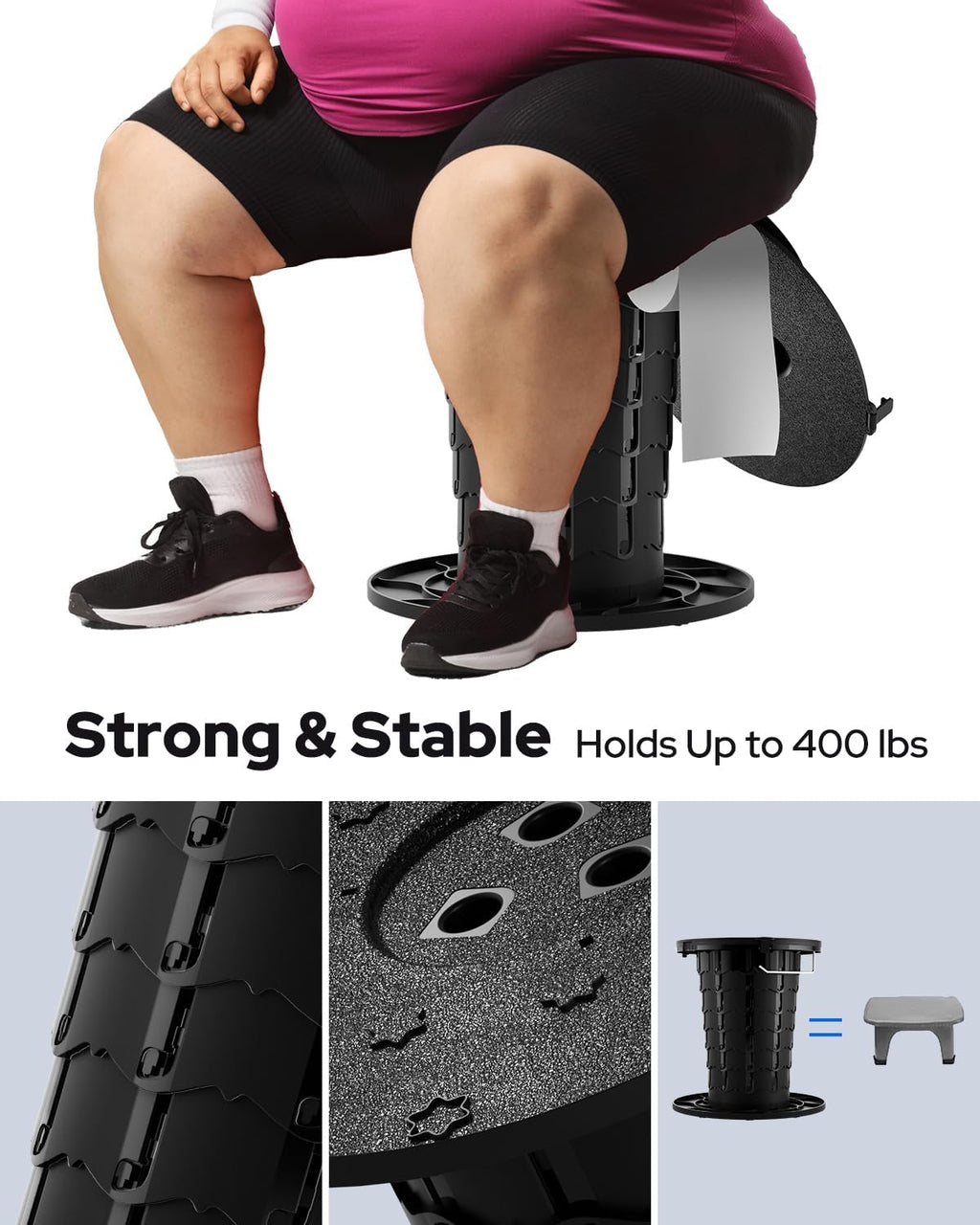 Adjustable Height Portable Toilet with Soft Seat Cushion, Waste Bags & Gel, Camping Toilet for Adults & Kids, Compact