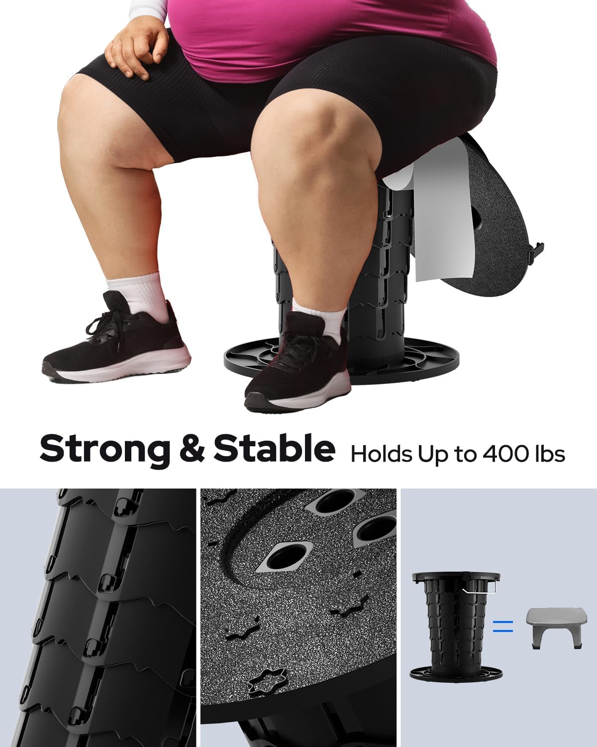 Adjustable Height Portable Toilet with Soft Seat Cushion, Waste Bags & Gel, Camping Toilet for Adults & Kids, Compact