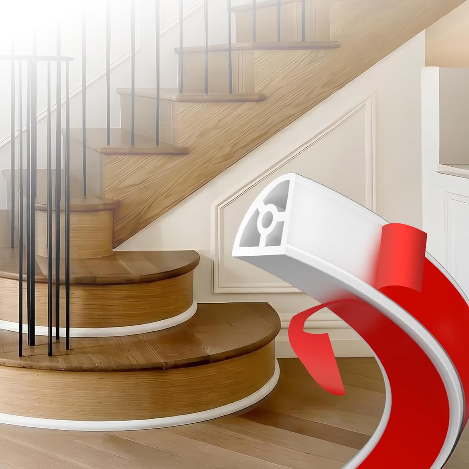 78 Inch Flexible Quarter Round Molding - Peel and Stick Shoe Molding Trim, Self-Adhesive Silicone Caulk Strip for