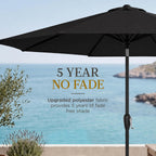 9ft Commercial Grade Patio Umbrella, 5-Year Fade Resistant 260 GSM Polyester Canopy, Rustproof Aluminum Frame, Smooth