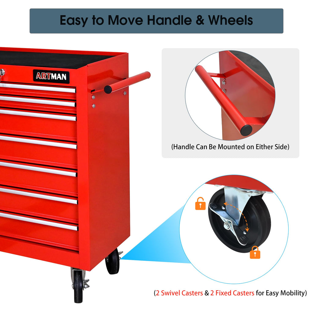 7 Drawers Rolling Tool Chest on Wheels, Multifunctional Tool Cart Tool Storage, Drawers Rolling Tool Trolley