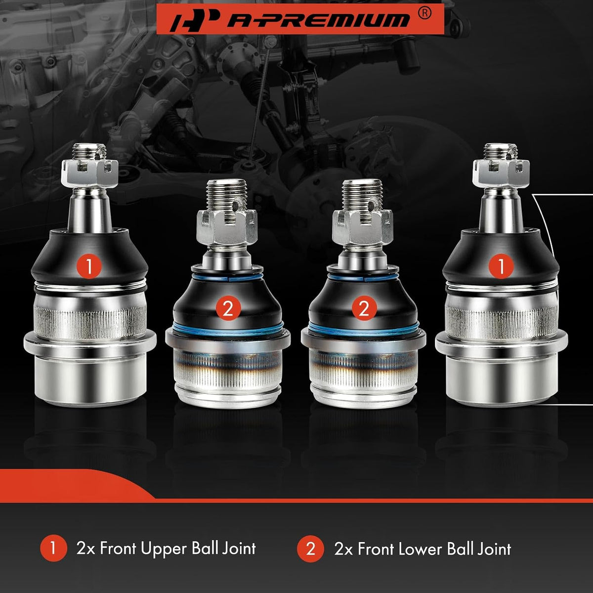 A-Premium Front Upper & Lower Ball Joint Kit, Compatible with Jeep