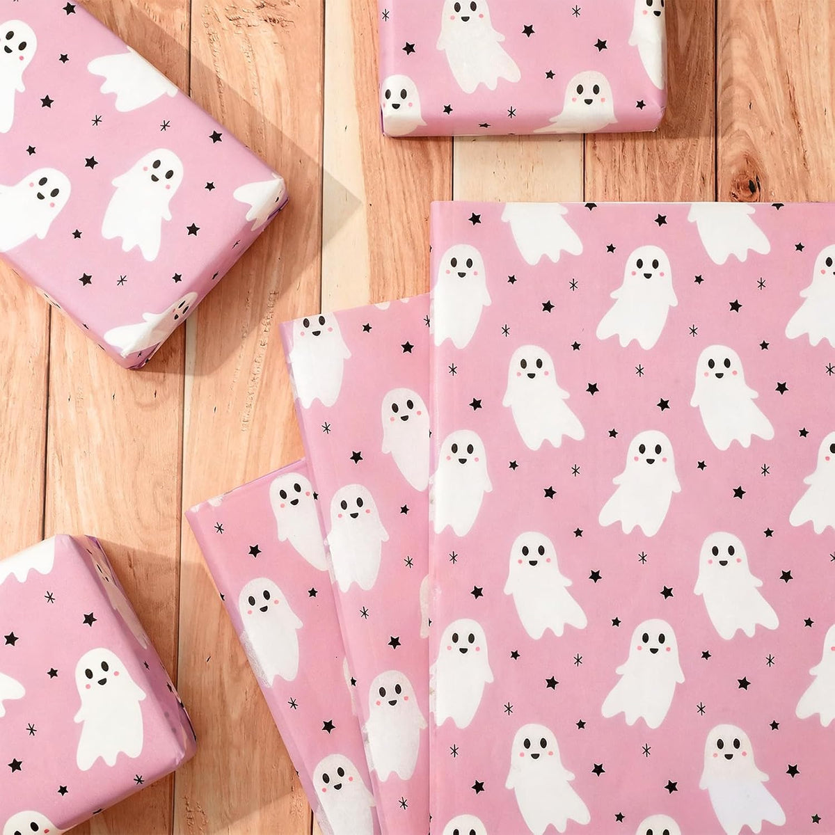 80 Sheets Halloween Tissue Paper, Light Pink Ghost, 14 x 20 Inch