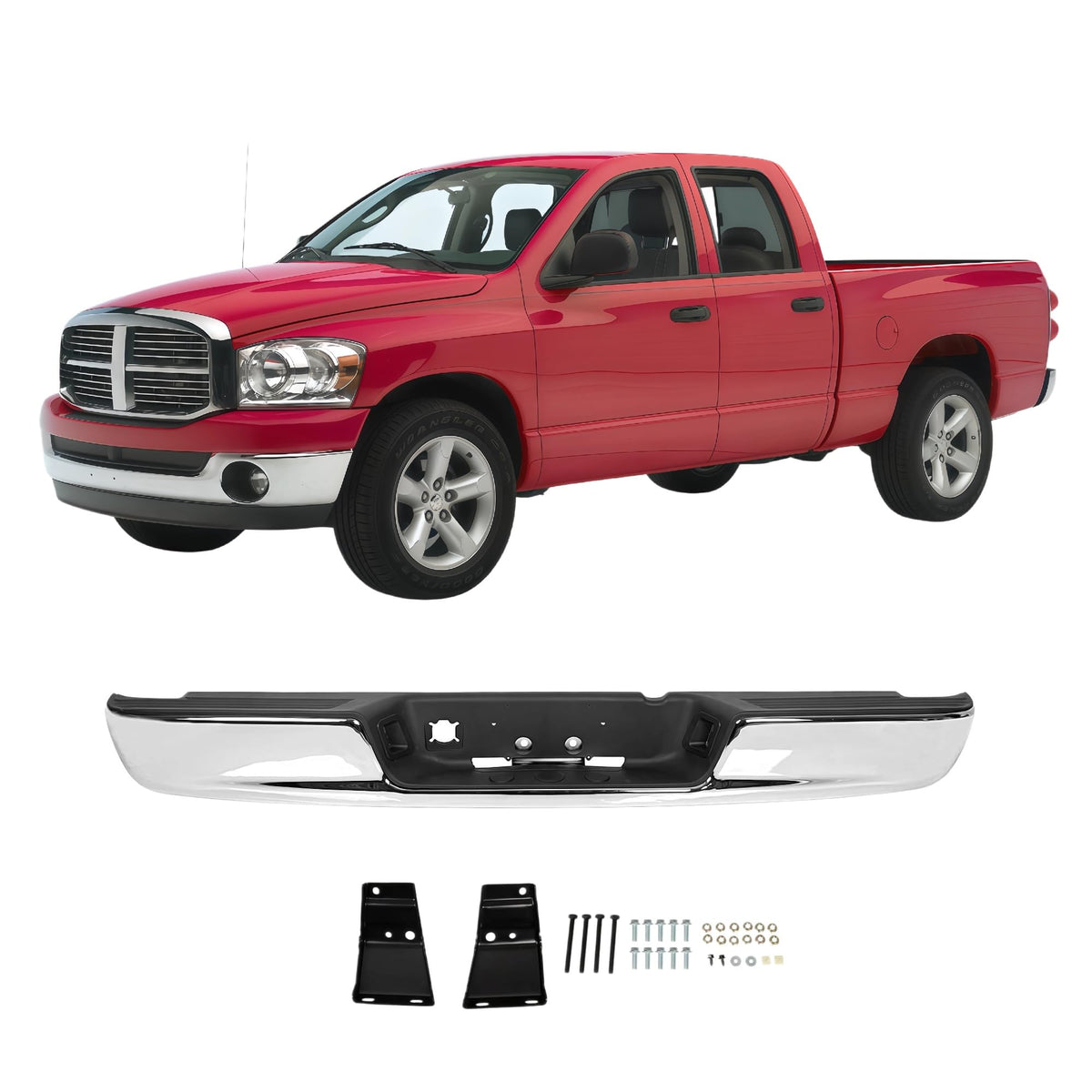 Jolexauto Chrome Rear Bumper Compatible with 2002-2009 Dodge Ram