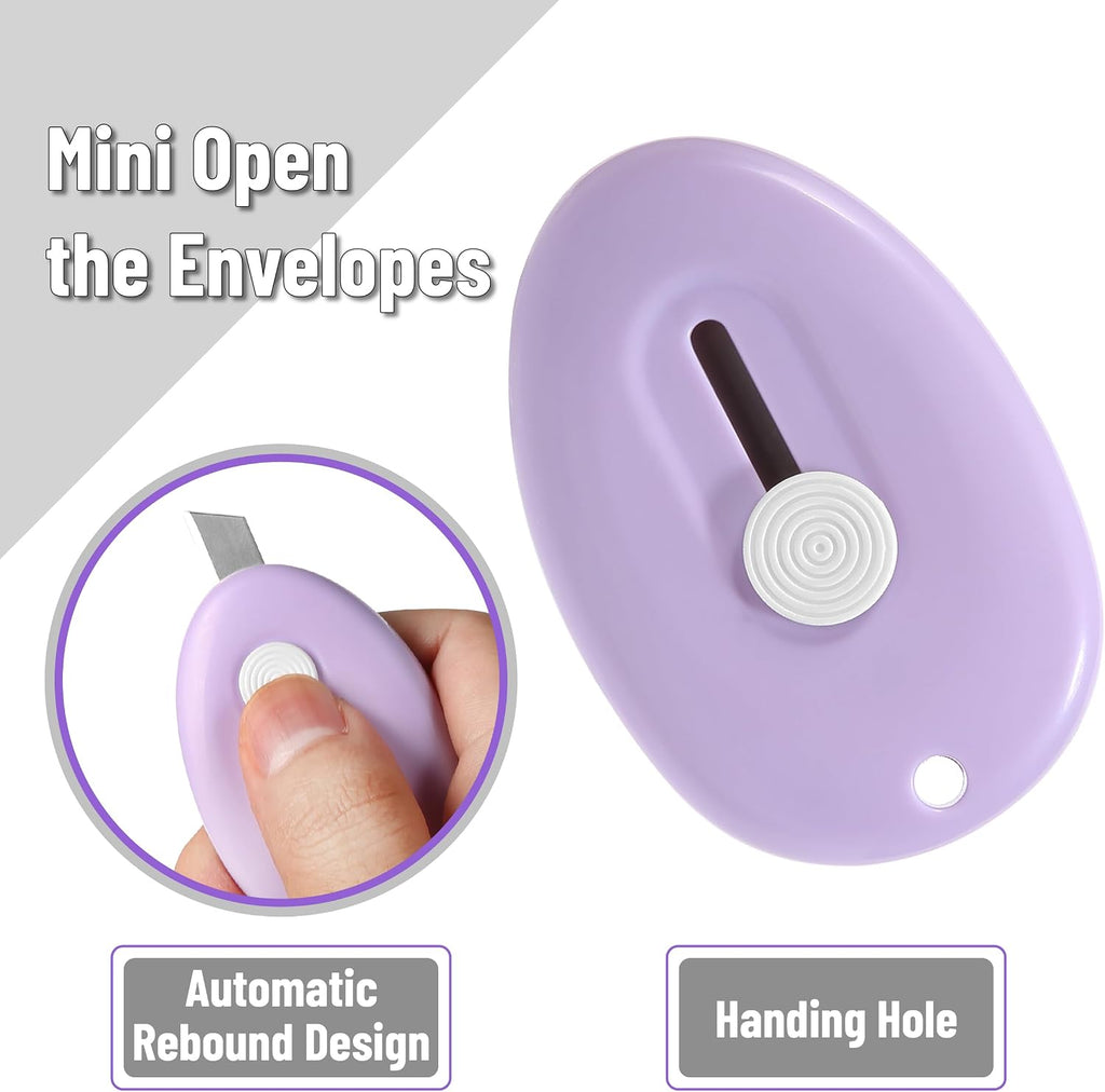 Bates- Mini Retractable Box Cutter, 12 pcs, Pastel Colors, Small Box Cutter Small, Mini Utility Knife, Mini Box