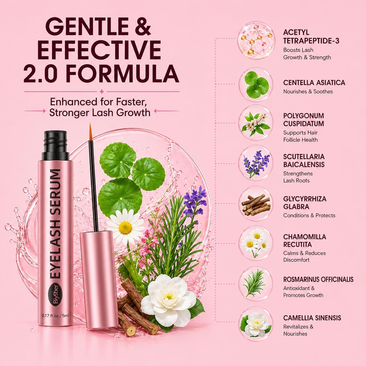 Lash Serum for Eyelash Growth: Premium Eyelash Growth Serum with Advanced Formula to Boost Longer Fuller and Thicker
