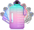 Gallon Sport Water Jug with Time Marker and non-slip handle, Sports Motivational Water Bottle, Wide Mouth with Easy