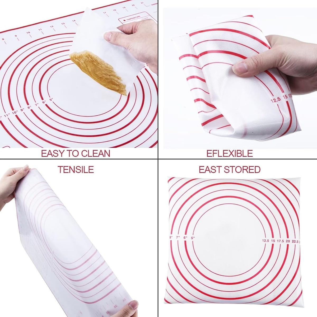 Stainless Steel Rolling Pin and Silicone Mat Set, Adjustable Thickness Rings