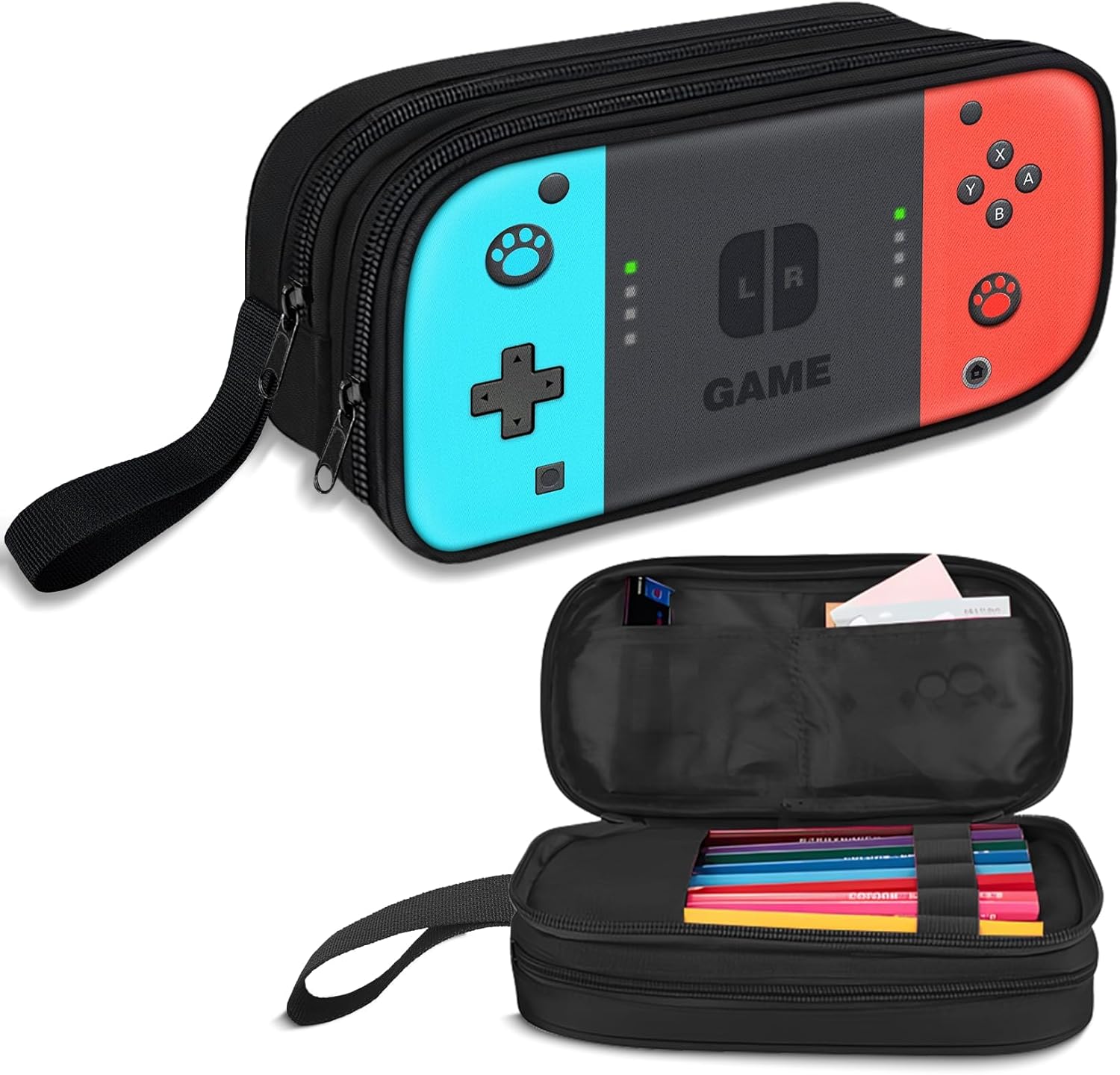 Large Pencil Case for Boys - Boys Pencil Pouch with Zipper Compartments - Big Capacity Pen Box Gamer Pen Bag