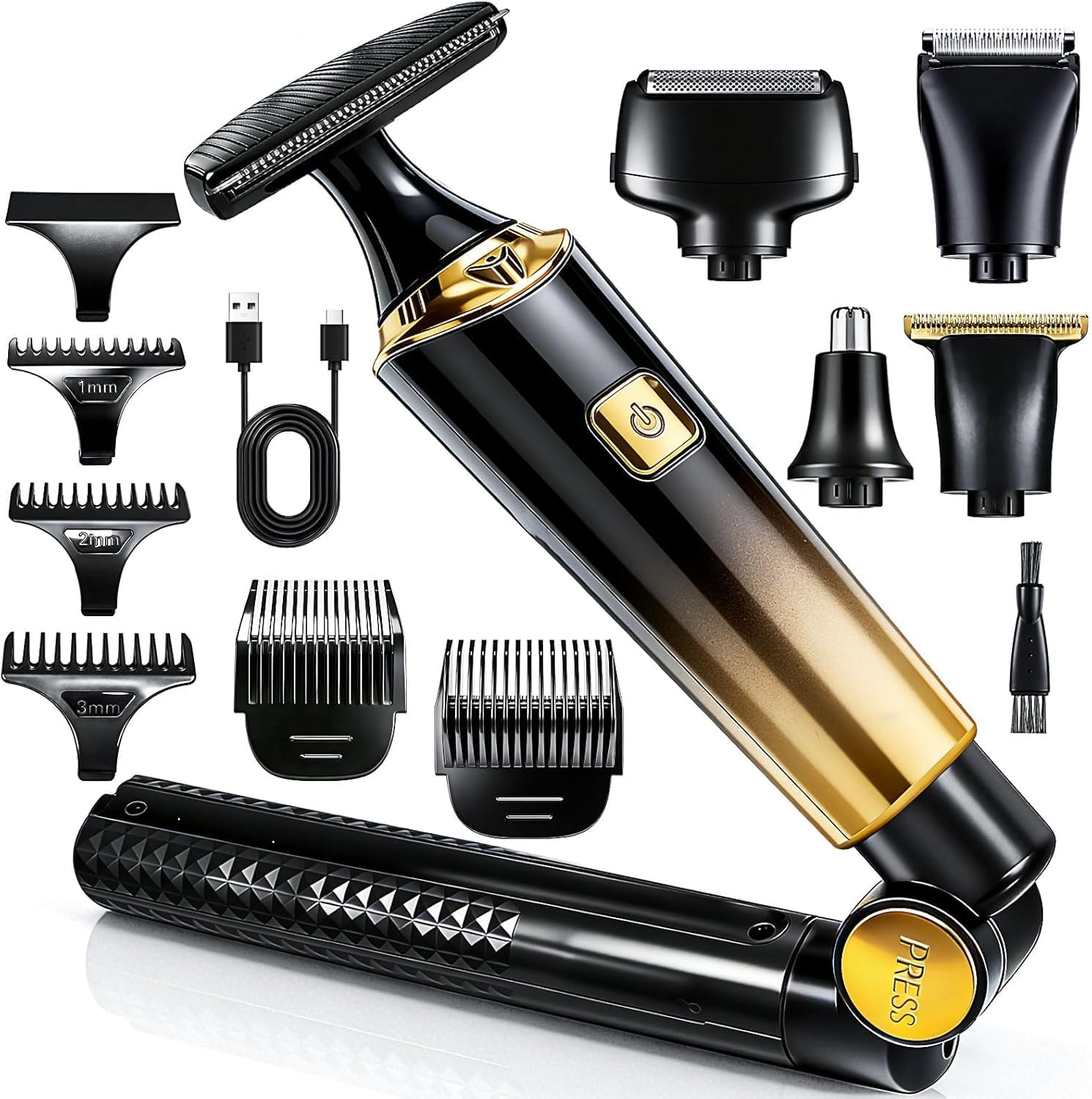 Back Shaver for Men with Adjustable Long Handle | 5 in 1 Electric Body Groomer, LED Display,Rechargeable Mens Back