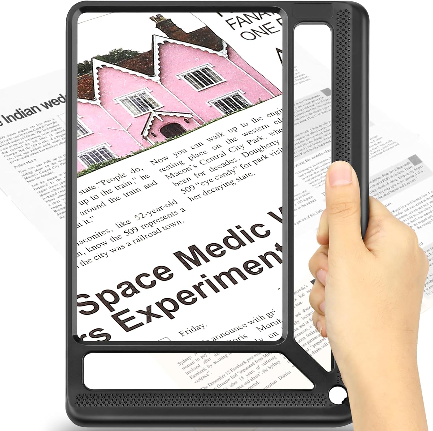 5X Full Page Magnifying Glass for Reading, Lightweight Rectangular Magnifier Provides Large Book Page Viewing Area