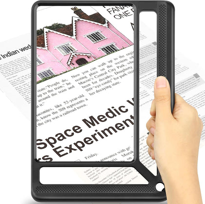 5X Full Page Magnifying Glass for Reading, Lightweight Rectangular Magnifier Provides Large Book Page Viewing Area