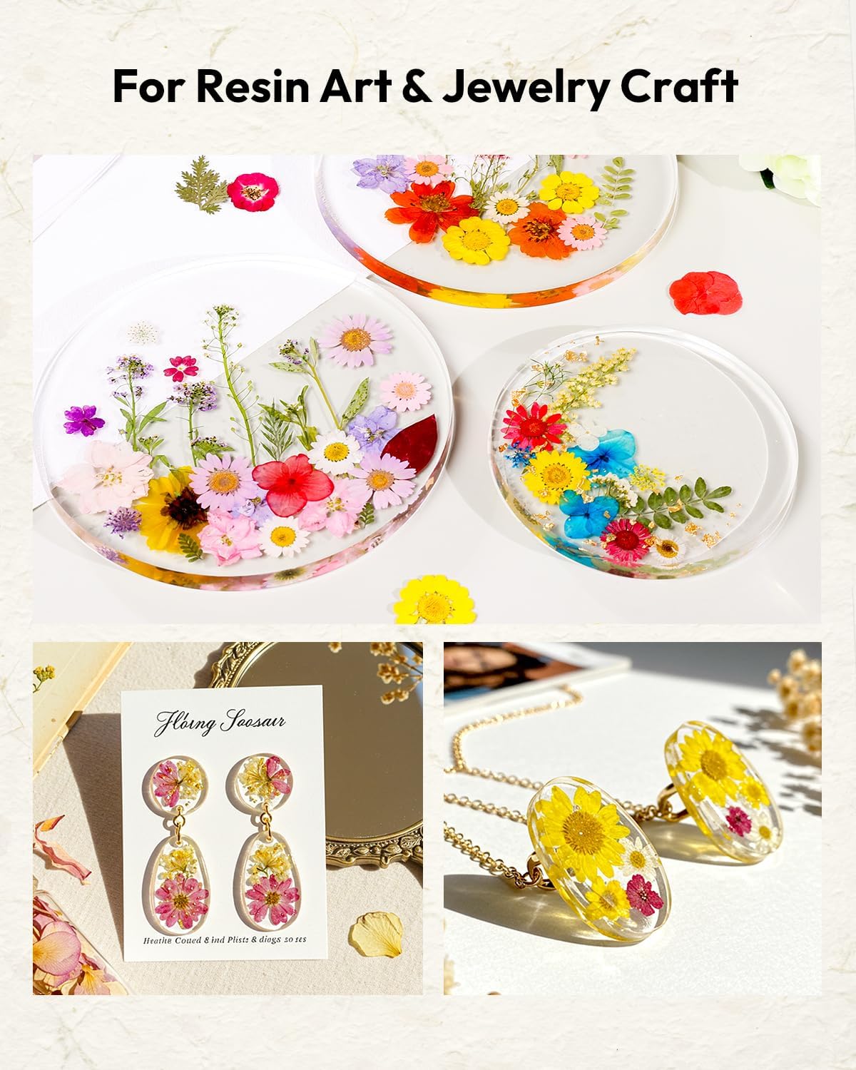 Dried Flowers, Resiners 100Pcs Pressed Flowers for Craft Purple Real Natural Dried Flowers Dry Leaves Kit for DIY