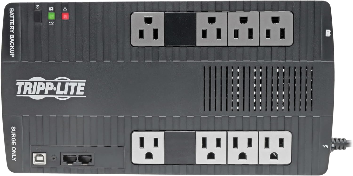 Eaton Tripp Lite AVR550U 550VA UPS 300W Battery Backup Surge Protector AVR | 8 Outlets, Replaceable Battery, 5ft