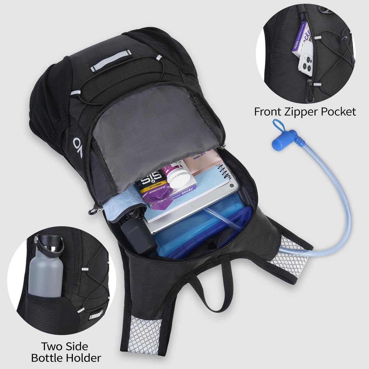 Lightweight Hydration Backpack, Running Backpack with 2L Water Bladder