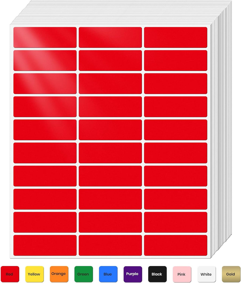 Rectangle Stickers 10 Color 3 x 1 Inch Vinyl Removable Label 900 PCS