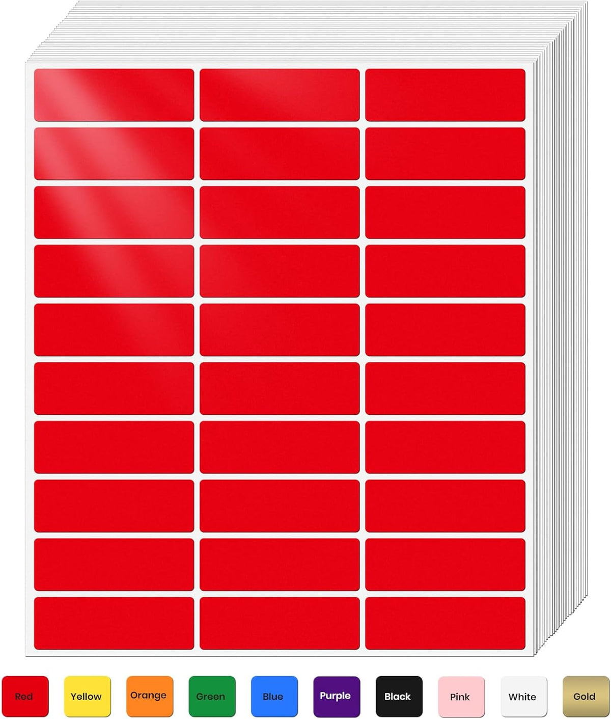 Rectangle Stickers 10 Color 3 x 1 Inch Vinyl Removable Label 900 PCS