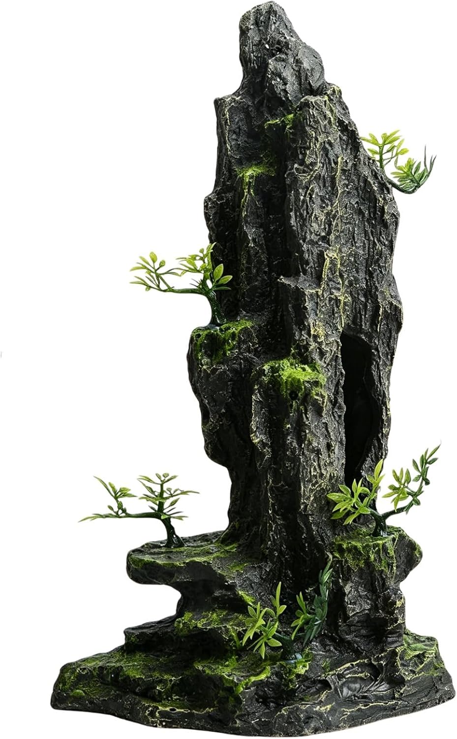 Fish Tank Decorations, 14.4'' Tall Mountain View Stone Aquarium Ornament, Artificial Mountain Hill View Stone Rock