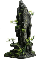 Fish Tank Decorations, 14.4'' Tall Mountain View Stone Aquarium Ornament, Artificial Mountain Hill View Stone Rock